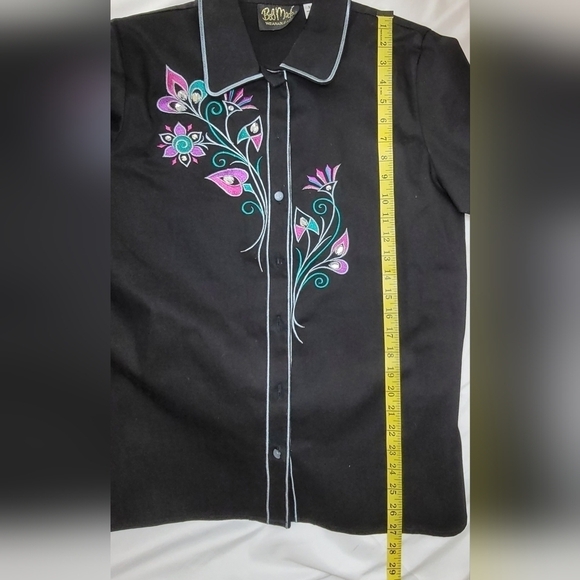 Bob Mackie Wearable Art Black Button-down Embroidered Shirt Size M - Picture 14 of 16